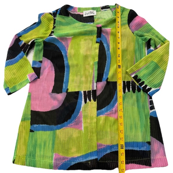 Joseph Ribkoff Abstract Print Jacket Cardigan Women’s S/M Open Front 3/4 Sleeve - Picture 6 of 8